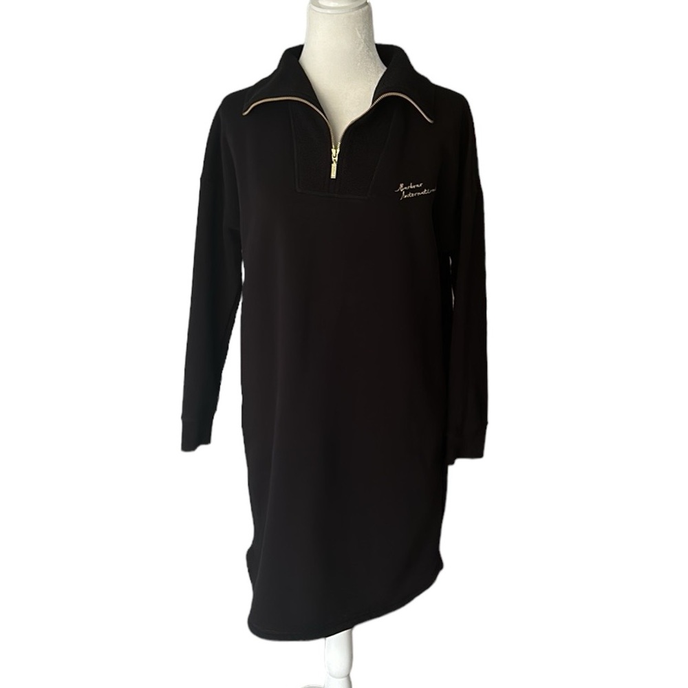 Barbour International black jersey 1/4 zip long sleeve dress size 6
